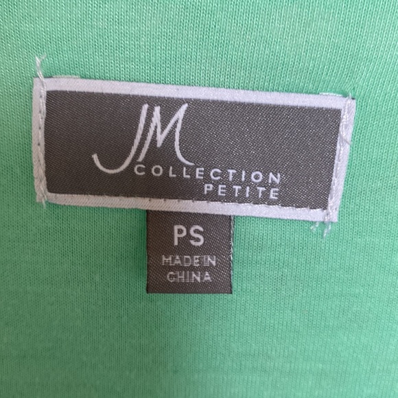 JM Collection Petite Size Petite Small Mint Green Top with Rhinestones - Picture 3 of 17